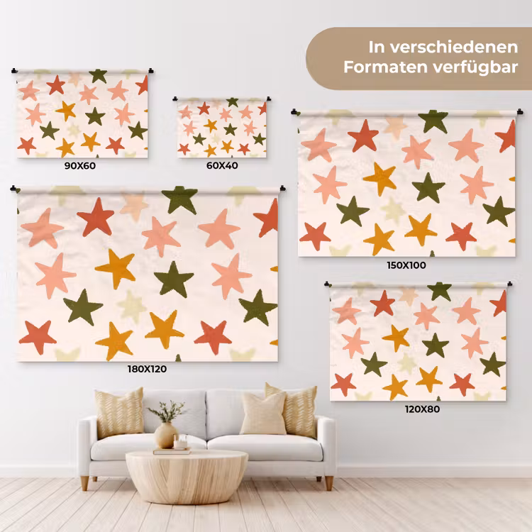 Sterren - Patroon - Kleurrijk Wandkleed katoen klein 269 -tsfeer8_DE