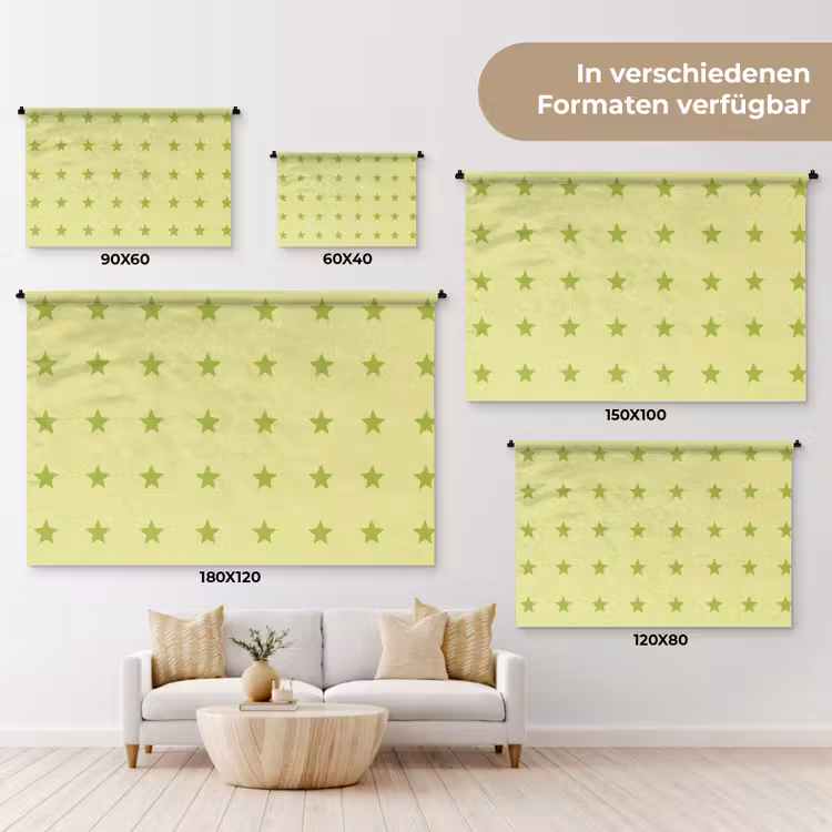 Sterren - Patroon - Groen Wandkleed katoen klein 269 -tsfeer8_DE