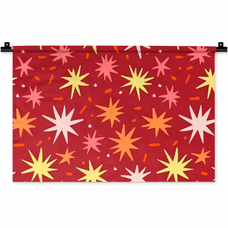 Sterren - Speels - Rood Wandkleed katoen klein 269 -zz3d