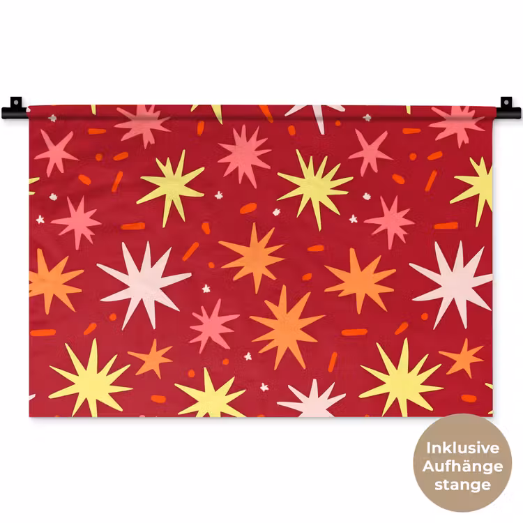 Sterren - Speels - Rood Wandkleed katoen klein 269 -t3d_DE