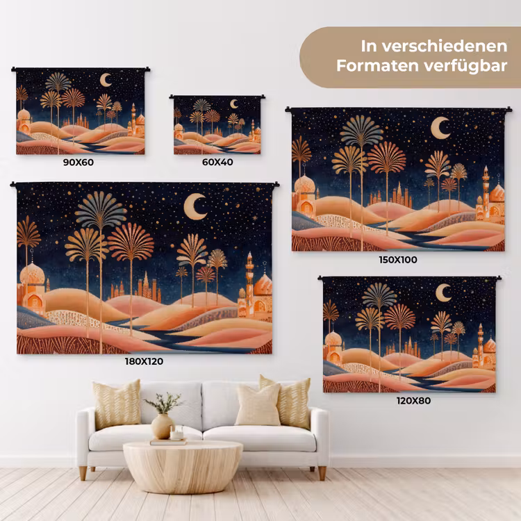 Sterrenhemel - Palmen - Rivier Wandkleed katoen klein -tsfeer8_DE