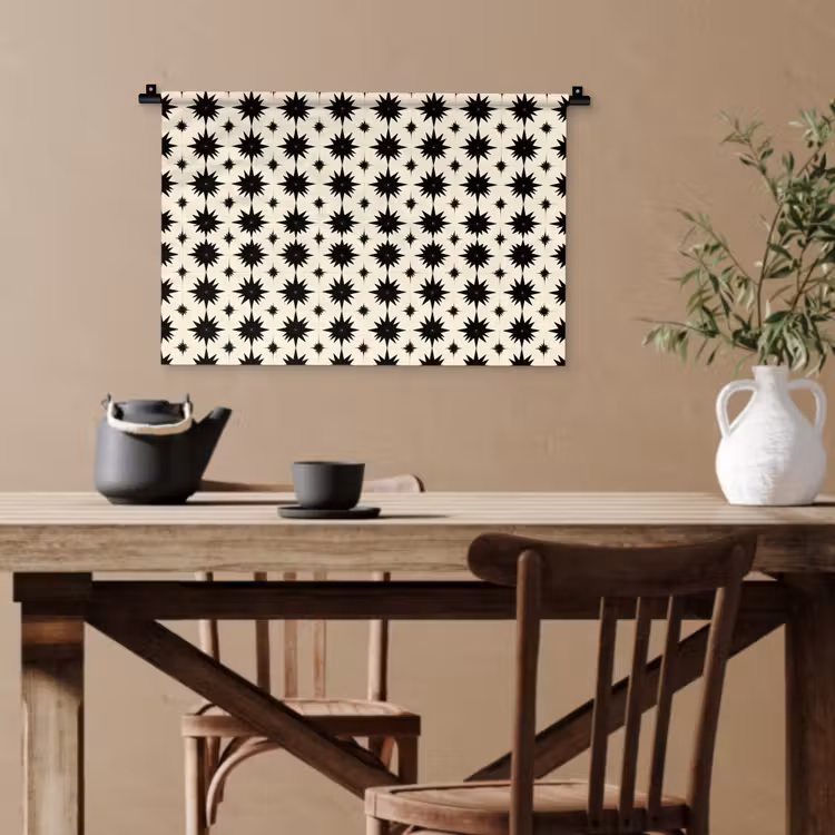 Stervormen - Geometrisch - Zwart Wandkleed katoen klein 269 -sfeer6