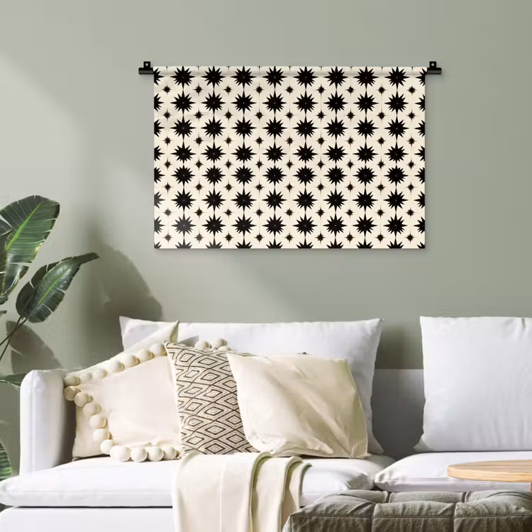 Stervormen - Geometrisch - Zwart Wandkleed katoen klein 269 -sfeer7