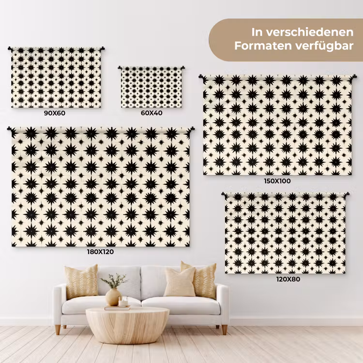 Stervormen - Geometrisch - Zwart Wandkleed katoen klein 269 -tsfeer8_DE