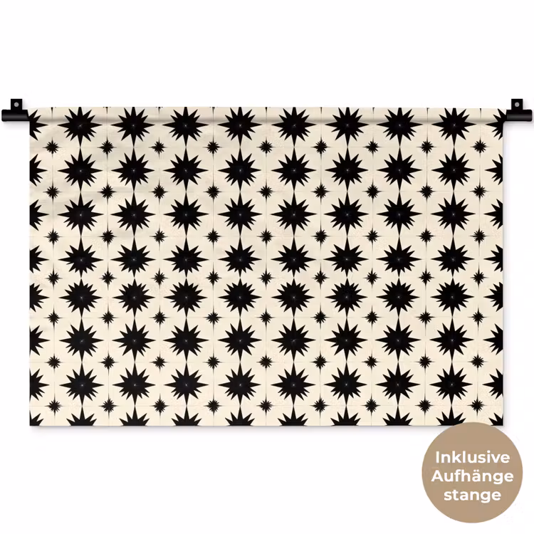 Stervormen - Geometrisch - Zwart Wandkleed katoen klein 269 -t3d_DE