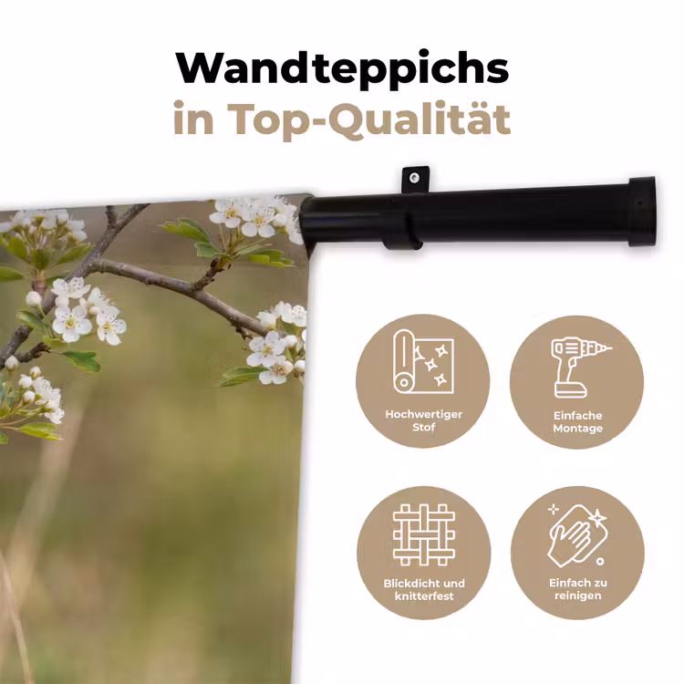 Putter - Bloesem - Lente - Natuur - Kleurrijk Wandkleed katoen klein -tsfeer2_DE