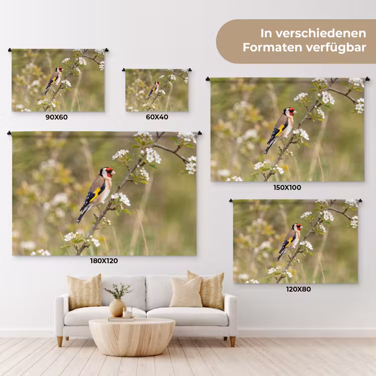 Putter - Bloesem - Lente - Natuur - Kleurrijk Wandkleed katoen klein -tsfeer8_DE