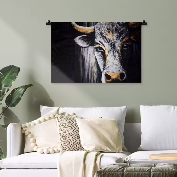 Stier - Hoorns - Snuit - Goud Wandkleed katoen klein -sfeer7