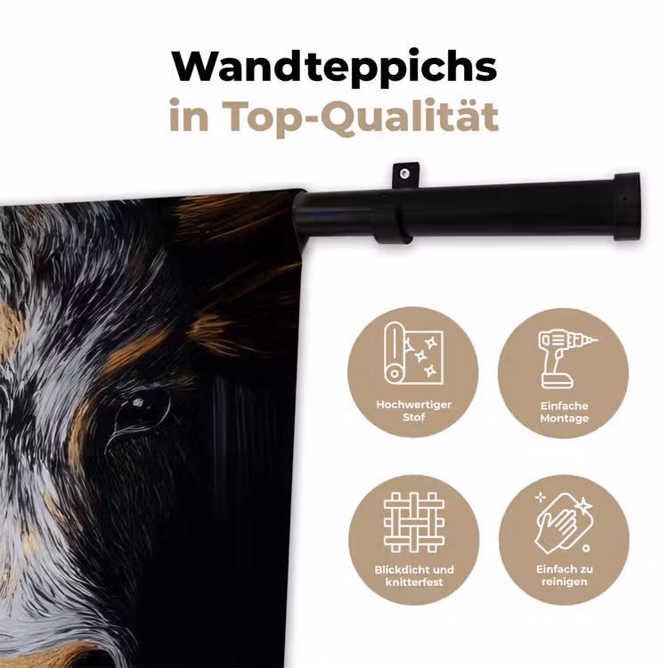 Stier - Hoorns - Snuit - Goud Wandkleed katoen klein -tsfeer2_DE