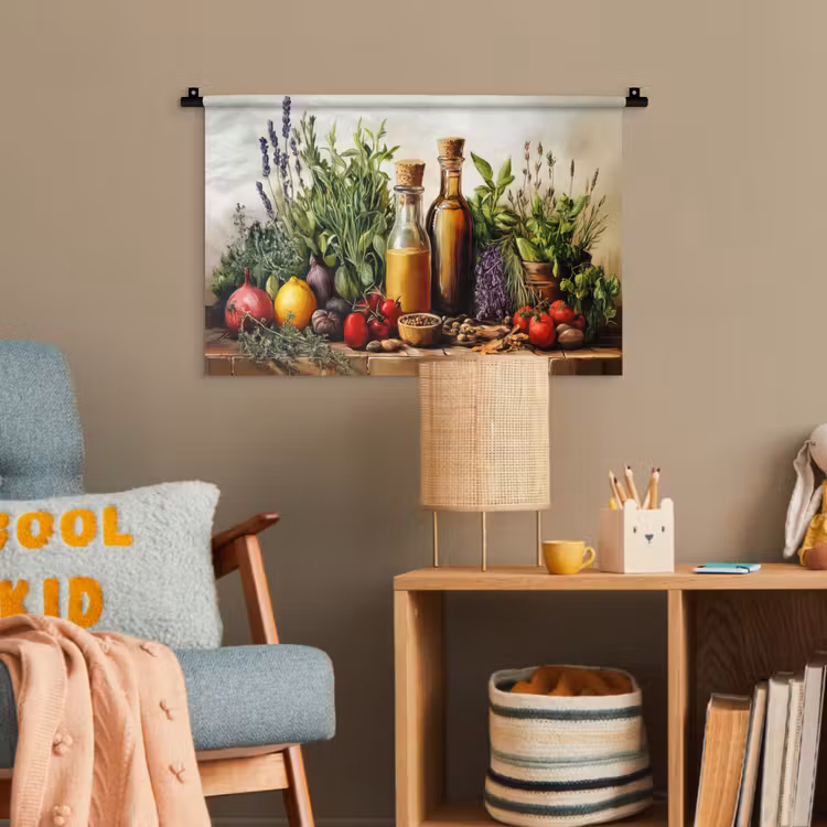 Stilleven - Kruiden - Specerijen - Fruit - Kleurrijk Wandkleed katoen klein -wsfeer4_kind