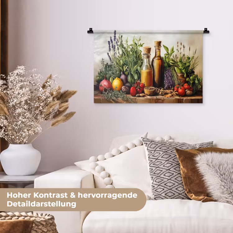 Stilleven - Kruiden - Specerijen - Fruit - Kleurrijk Wandkleed katoen klein -tsfeer1_DE