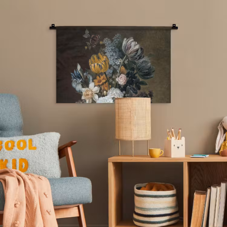 Stilleven met bloemen - Schilderij van Eelke Jelles Eelkema Wandkleed katoen klein -wsfeer4_kind