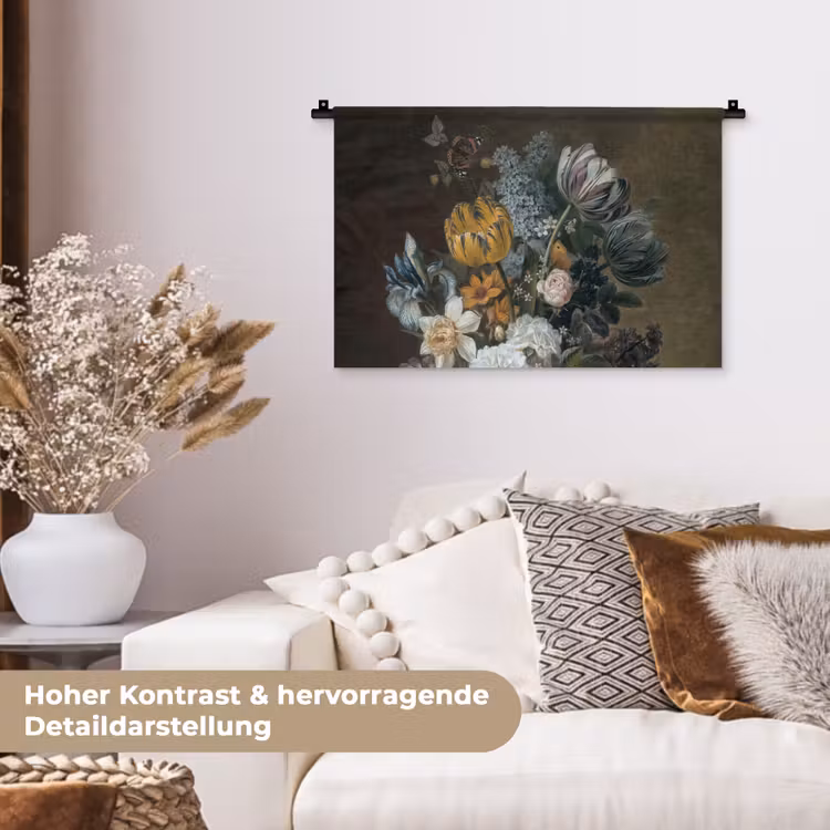 Stilleven met bloemen - Schilderij van Eelke Jelles Eelkema Wandkleed katoen klein -tsfeer1_DE