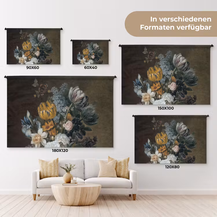 Stilleven met bloemen - Schilderij van Eelke Jelles Eelkema Wandkleed katoen klein -tsfeer8_DE