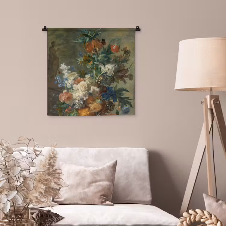Stilleven met bloemen - Schilderij van Jan van Huysum Wandkleed katoen klein -sfeer4