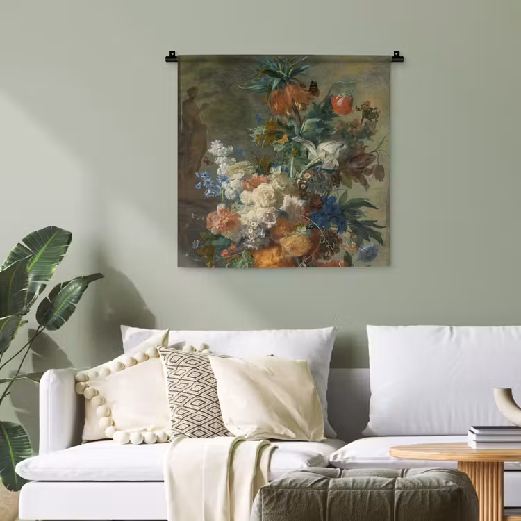 Stilleven met bloemen - Schilderij van Jan van Huysum Wandkleed katoen klein -sfeer7