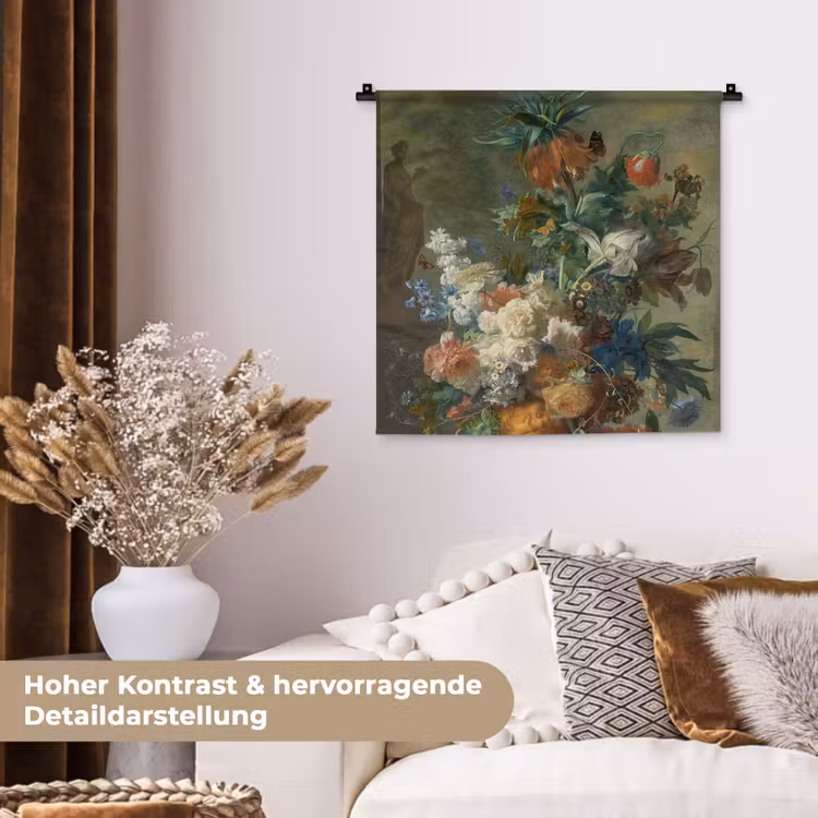 Stilleven met bloemen - Schilderij van Jan van Huysum Wandkleed katoen klein -tsfeer1_DE