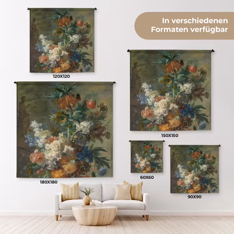Stilleven met bloemen - Schilderij van Jan van Huysum Wandkleed katoen klein -tsfeer8_DE