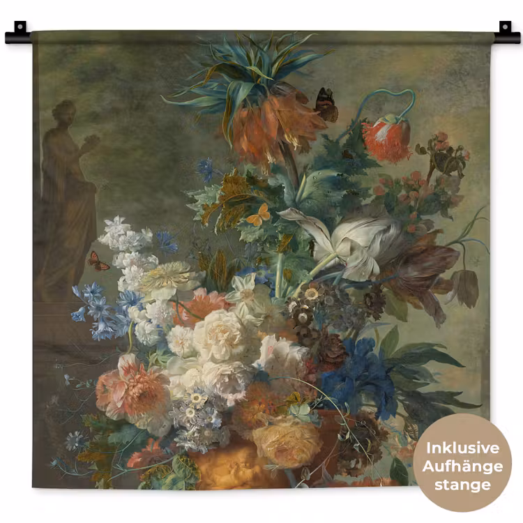 Stilleven met bloemen - Schilderij van Jan van Huysum Wandkleed katoen klein -t3d_DE