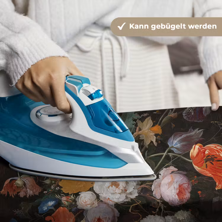 Stilleven met bloemen en een horloge - Schilderij van Abraham Mignon Wandkleed katoen klein -tsfeer9_DE