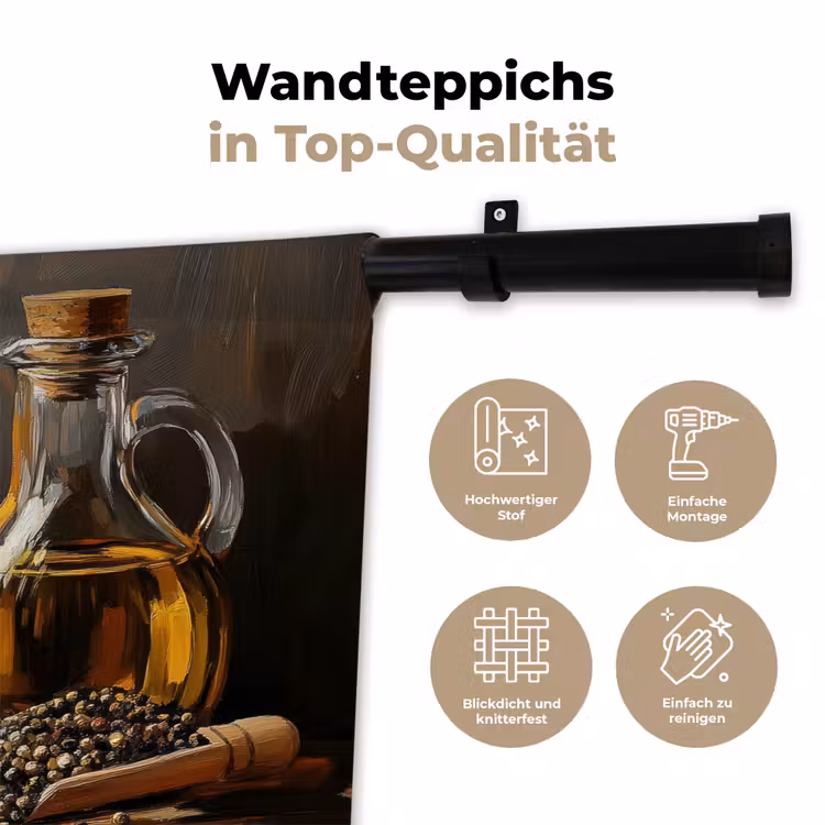 Stilleven - Olijfolie - Knoflook - Kruiden Wandkleed katoen klein -tsfeer2_DE