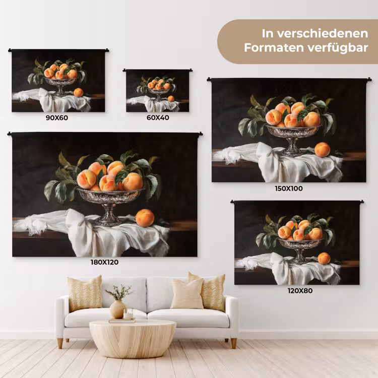 Stilleven - Perziken - Vintage Wandkleed katoen klein -tsfeer8_DE