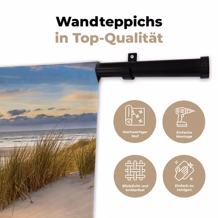 Strand - Duin - Gras - Zonsondergang - Zee Wandkleed katoen klein -tsfeer2_DE