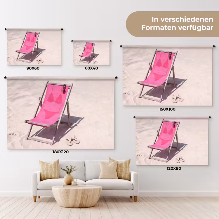 Strand - Ligstoel - Badkleding - Zomer - Roze Wandkleed katoen klein -tsfeer8_DE