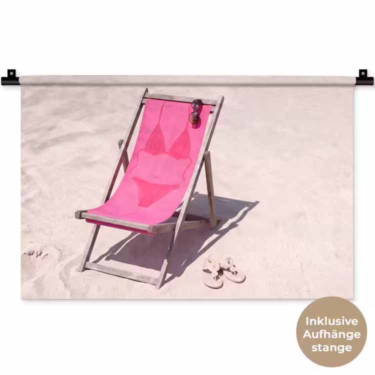 Strand - Ligstoel - Badkleding - Zomer - Roze Wandkleed katoen klein -t3d_DE