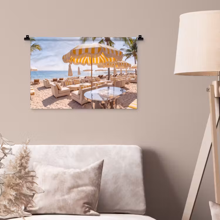 Strand - Ligbedden - Vakantie - Modern - Geel Wandkleed katoen klein -sfeer4
