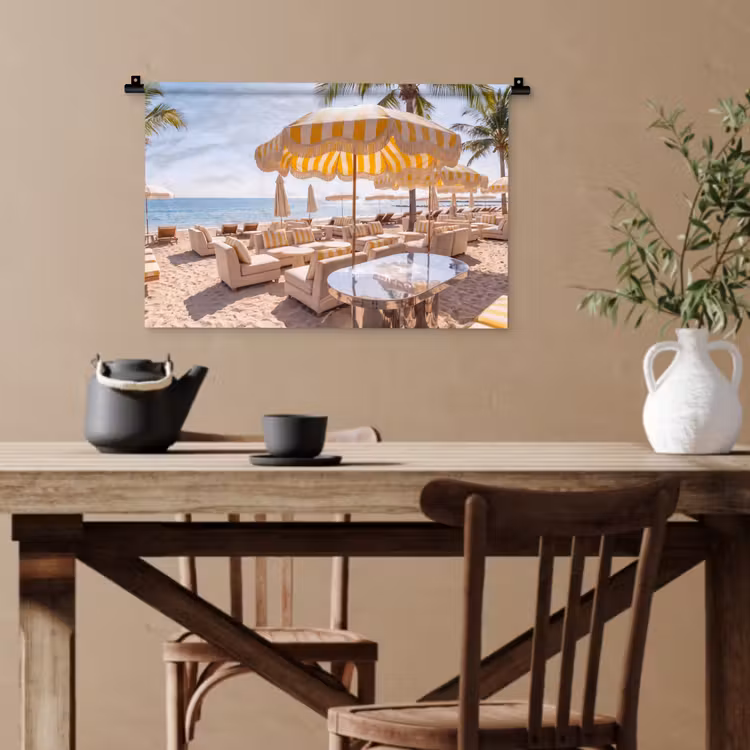 Strand - Ligbedden - Vakantie - Modern - Geel Wandkleed katoen klein -sfeer6
