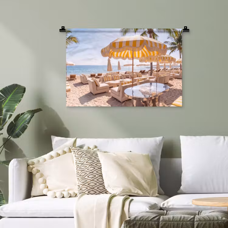 Strand - Ligbedden - Vakantie - Modern - Geel Wandkleed katoen klein -sfeer7