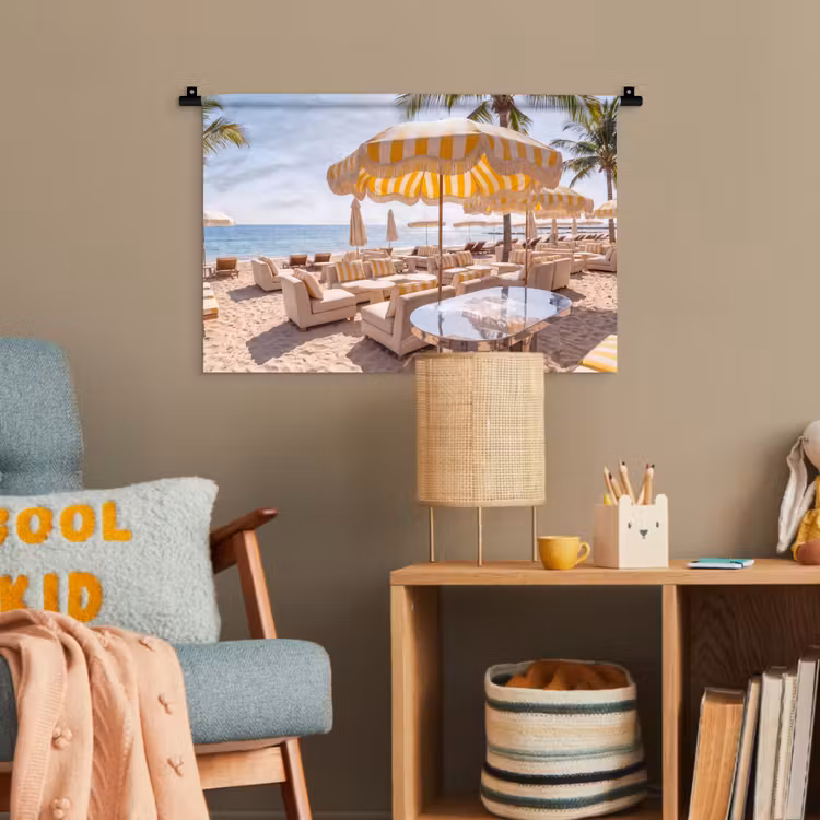 Strand - Ligbedden - Vakantie - Modern - Geel Wandkleed katoen klein -wsfeer4_kind