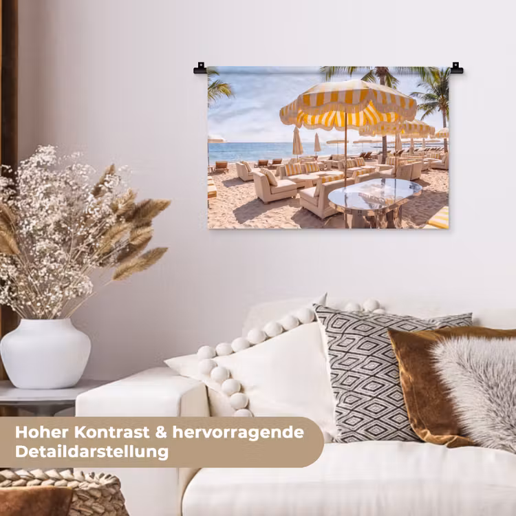 Strand - Ligbedden - Vakantie - Modern - Geel Wandkleed katoen klein -tsfeer1_DE