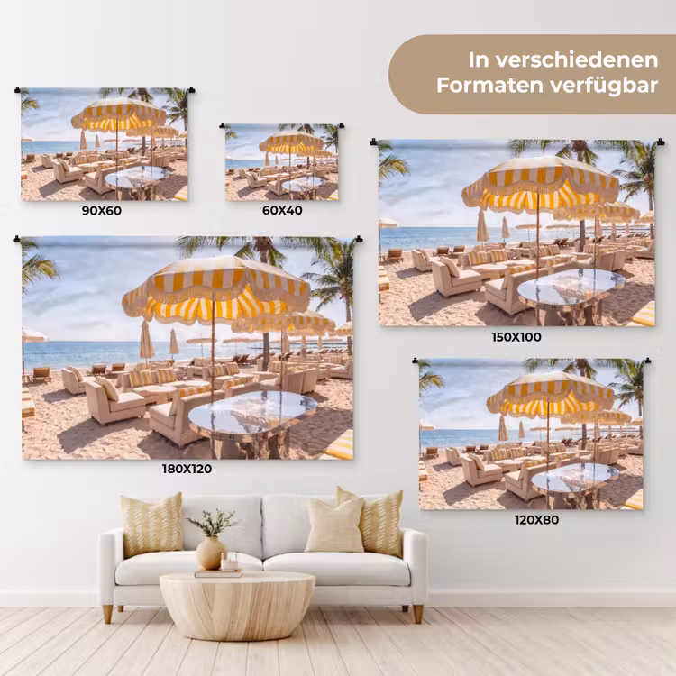 Strand - Ligbedden - Vakantie - Modern - Geel Wandkleed katoen klein -tsfeer8_DE