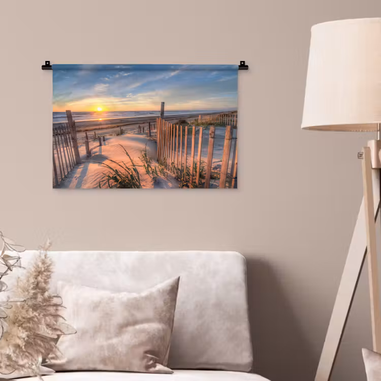 Strand - Zee - Duin - Zonsondergang - Landschap Wandkleed katoen klein -sfeer4
