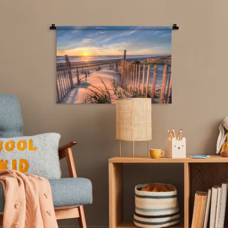 Strand - Zee - Duin - Zonsondergang - Landschap Wandkleed katoen klein -wsfeer4_kind