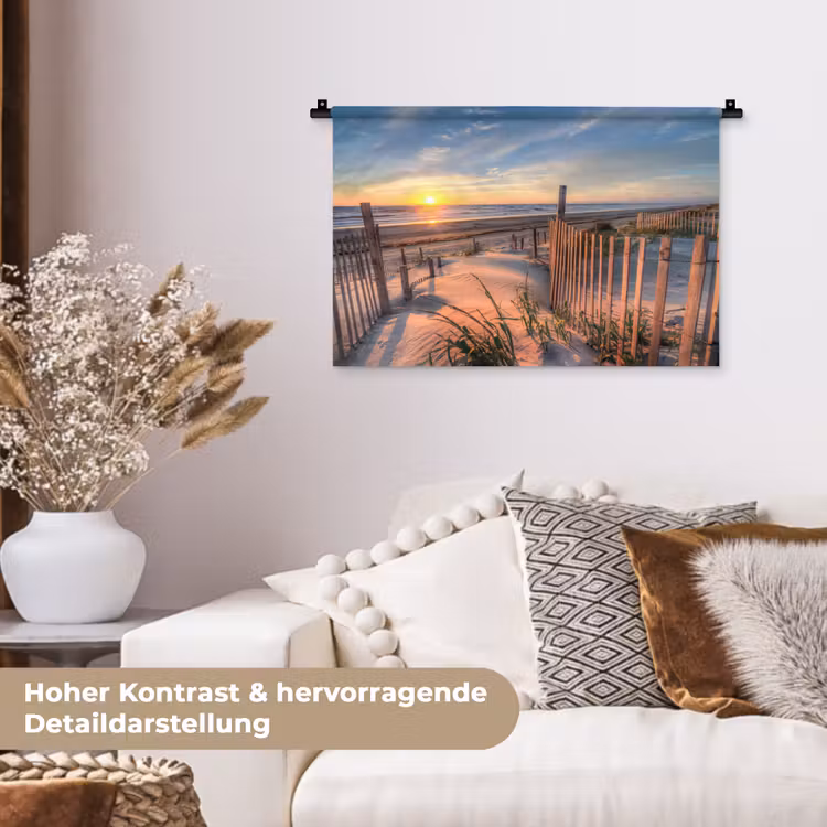 Strand - Zee - Duin - Zonsondergang - Landschap Wandkleed katoen klein -tsfeer1_DE