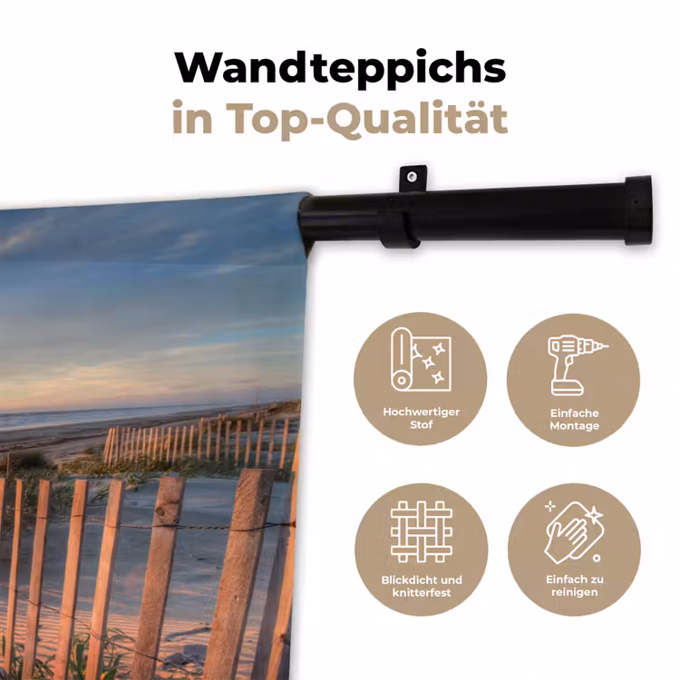 Strand - Zee - Duin - Zonsondergang - Landschap Wandkleed katoen klein -tsfeer2_DE