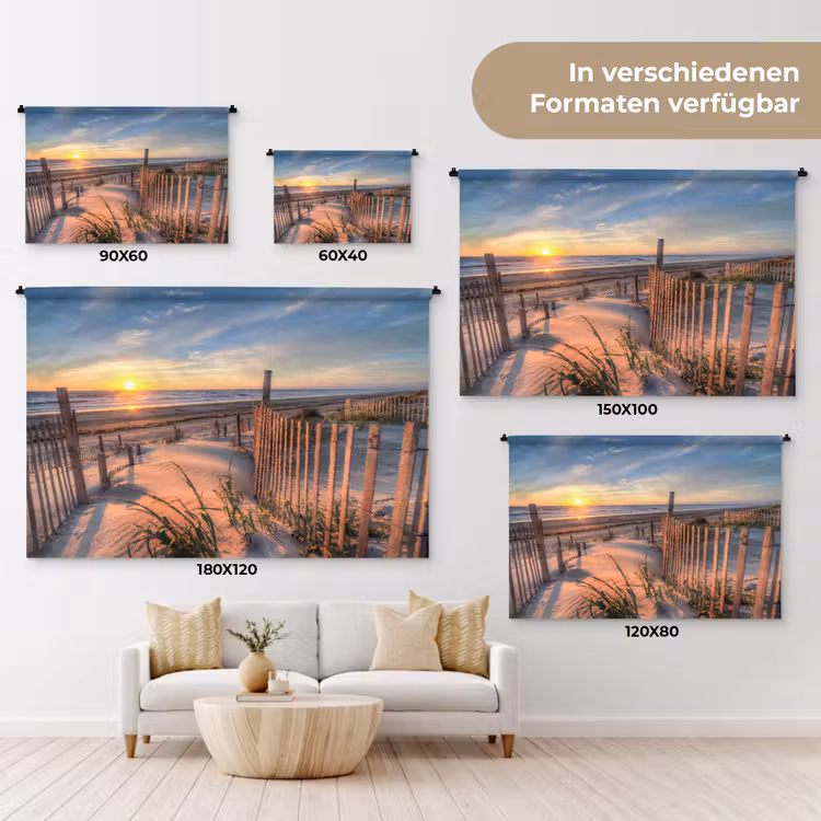 Strand - Zee - Duin - Zonsondergang - Landschap Wandkleed katoen klein -tsfeer8_DE