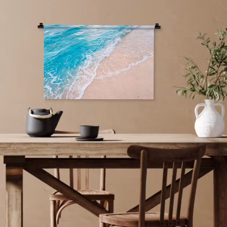 Strand - Zee - Golf - Natuur - Blauw Wandkleed katoen klein -sfeer6