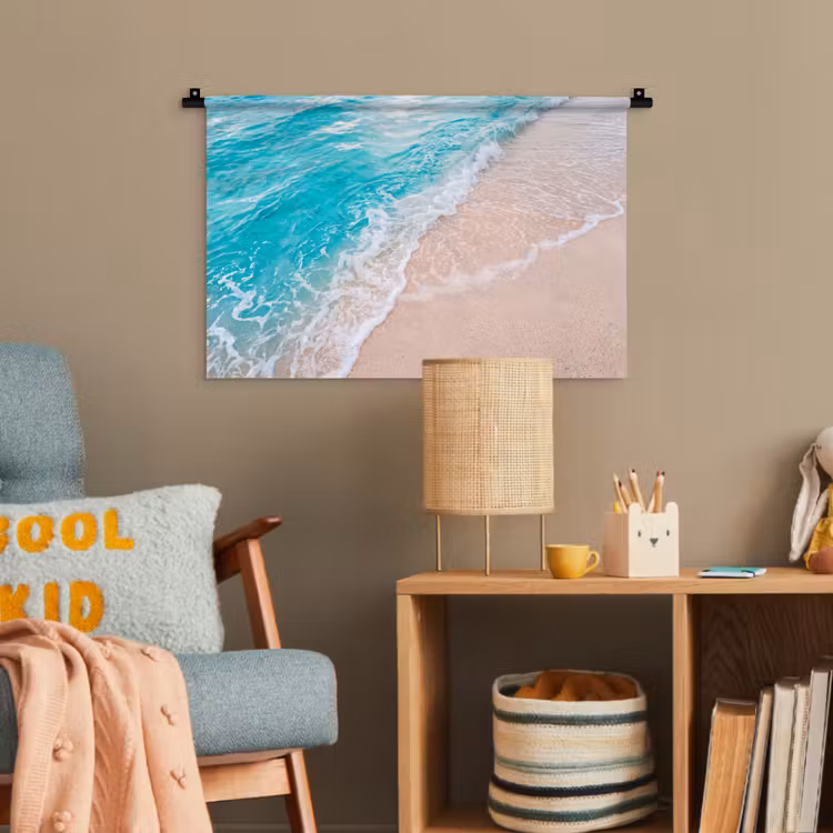 Strand - Zee - Golf - Natuur - Blauw Wandkleed katoen klein -wsfeer4_kind