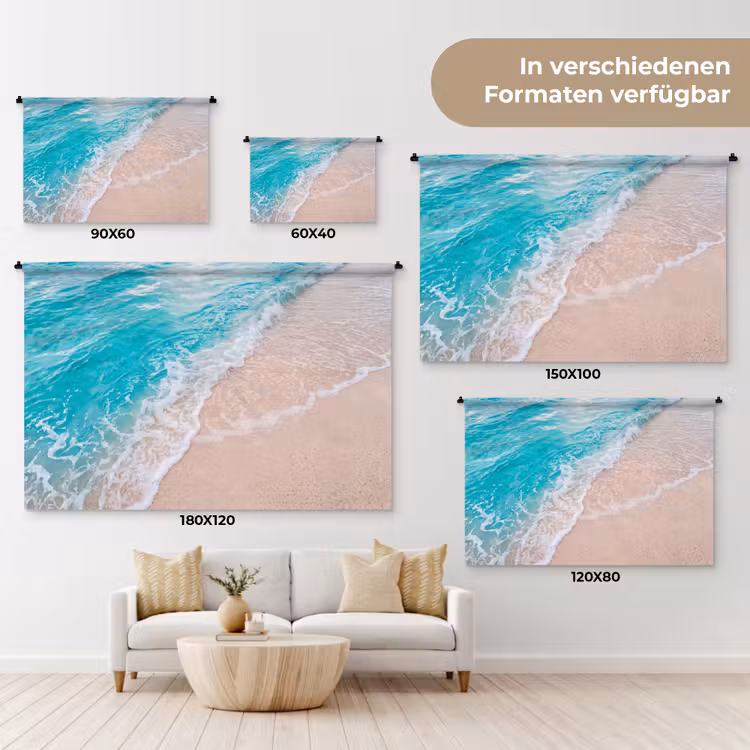 Strand - Zee - Golf - Natuur - Blauw Wandkleed katoen klein -tsfeer8_DE