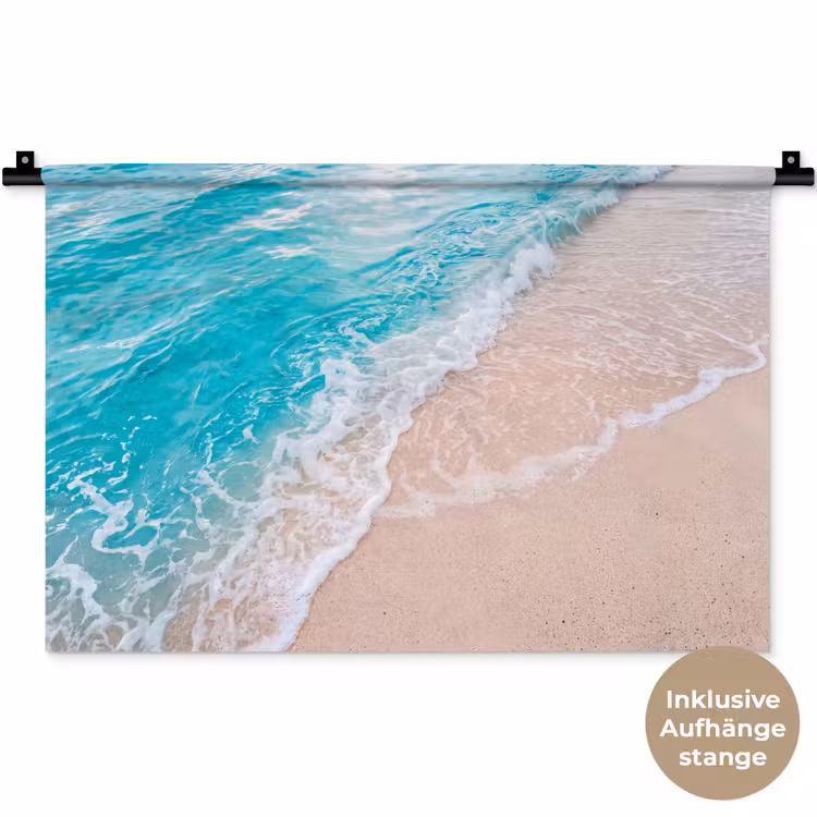 Strand - Zee - Golf - Natuur - Blauw Wandkleed katoen klein -t3d_DE