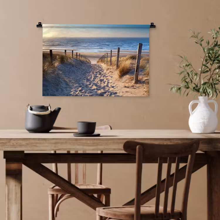 Strand - Zee - Nederland - Duinen - Zon Wandkleed katoen klein -sfeer6