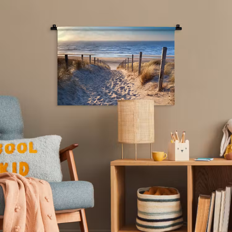 Strand - Zee - Nederland - Duinen - Zon Wandkleed katoen klein -wsfeer4_kind