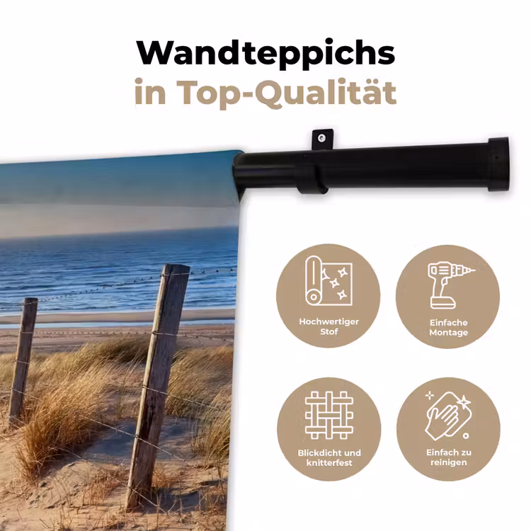 Strand - Zee - Nederland - Duinen - Zon Wandkleed katoen klein -tsfeer2_DE