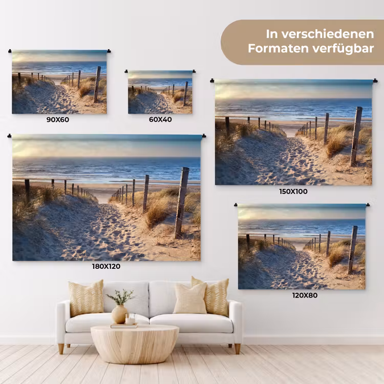 Strand - Zee - Nederland - Duinen - Zon Wandkleed katoen klein -tsfeer8_DE