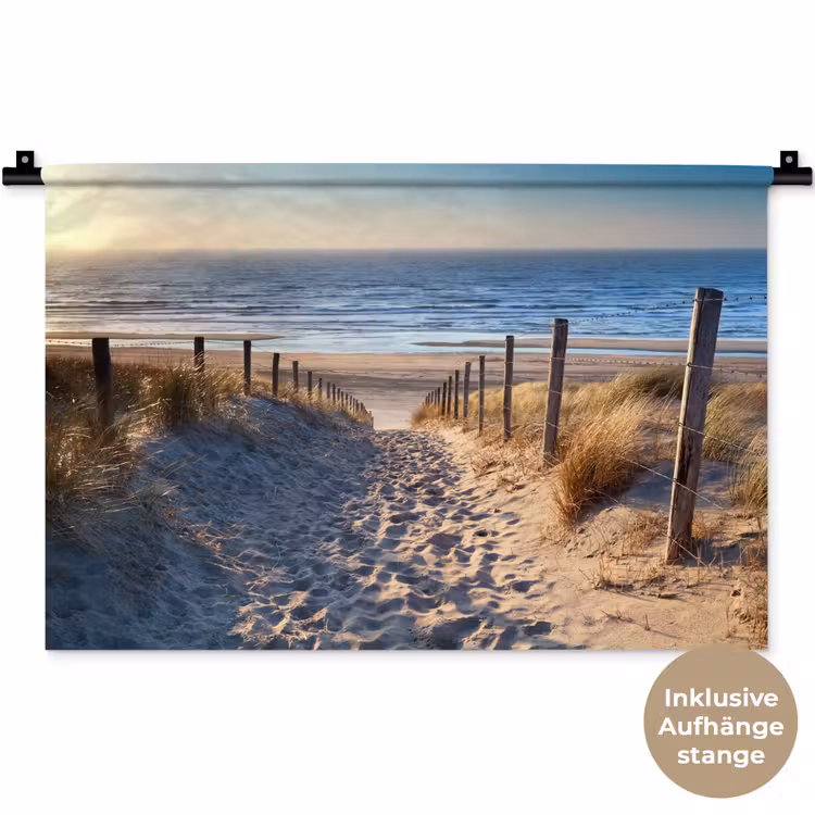Strand - Zee - Nederland - Duinen - Zon Wandkleed katoen klein -t3d_DE