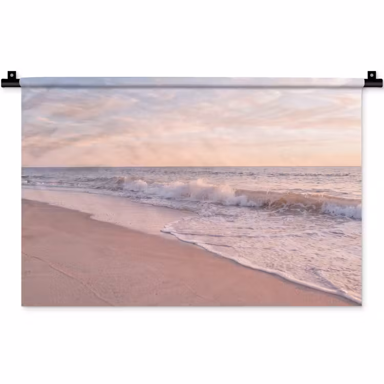 Strand - Zee - Golven - Natuur - Zonsondergang Wandkleed katoen klein -zz3d